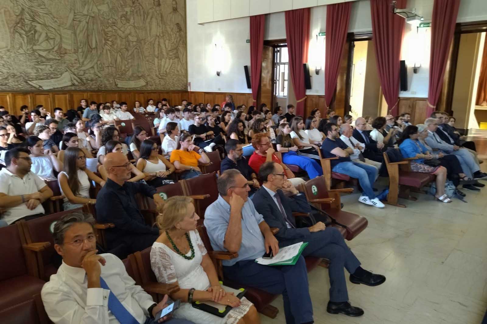 Il pubblico presente nell'aula magna del Palazzo delle Scienze