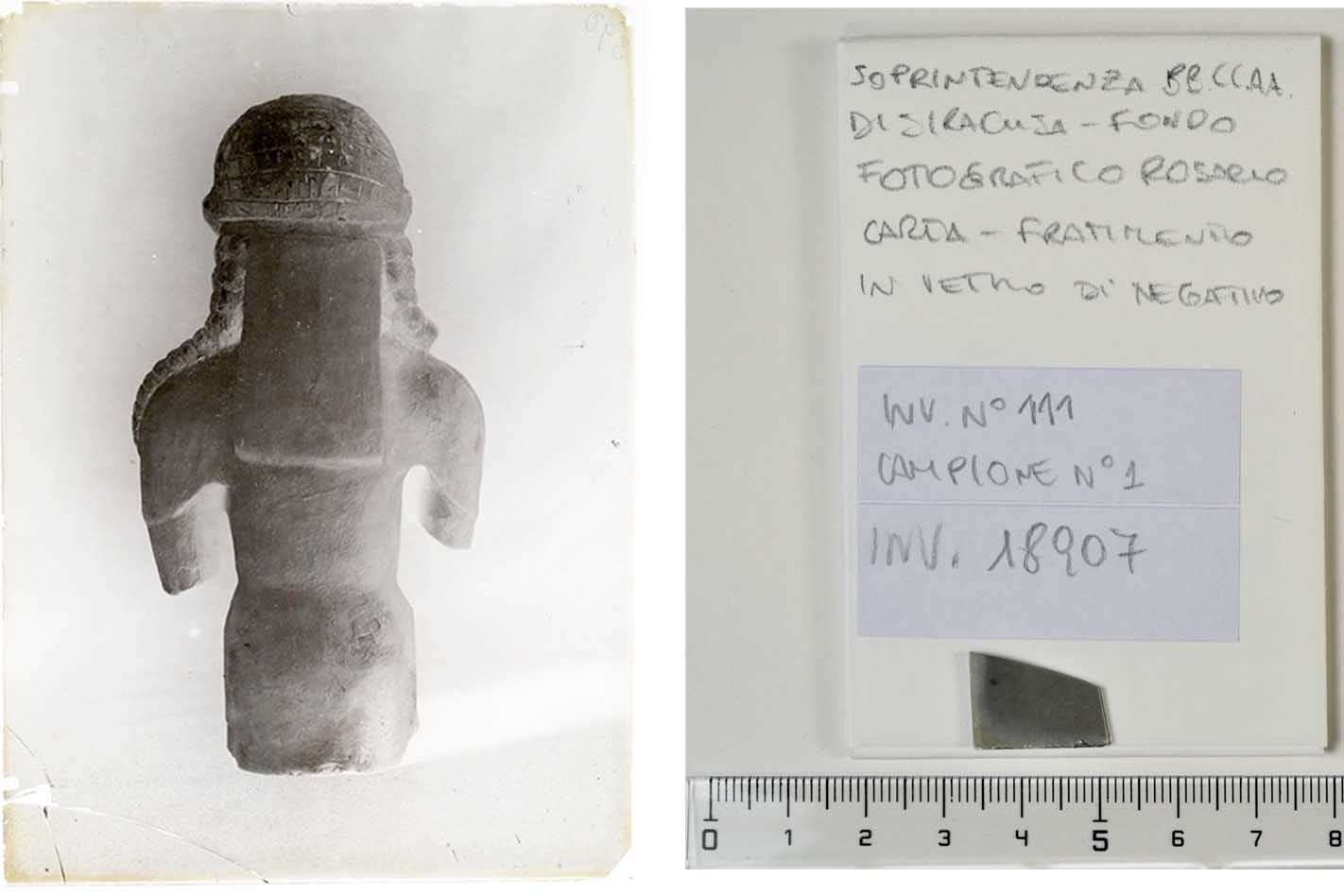 Foto del negativo raffigurante la “Pupidda David”. Ai bordi si nota l’incipiente degrado da “specchio d’argento”