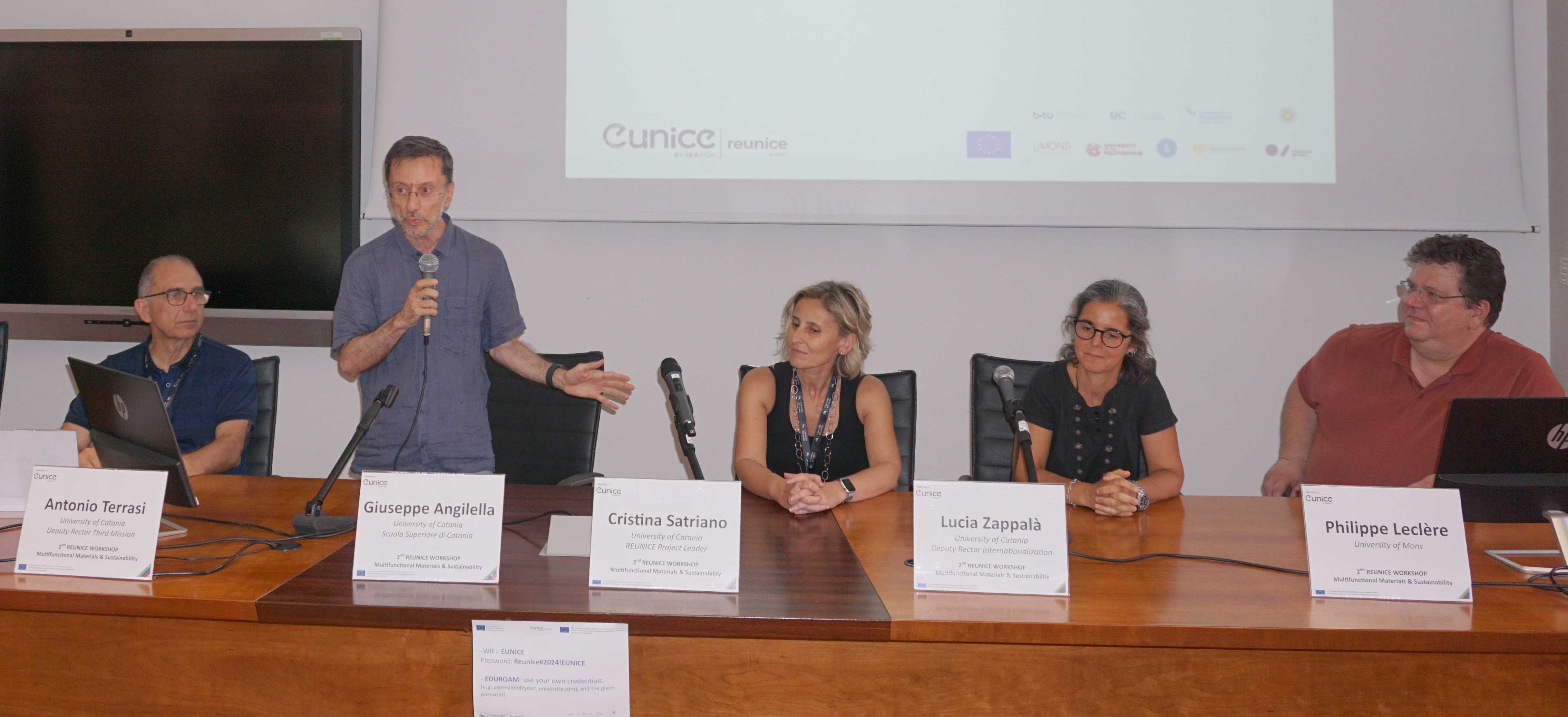 In foto da sinistra Antonio Terrasi, Giuseppe Angilella, Cristina Satriano, Lucia Zappalà, Philippe Leclère