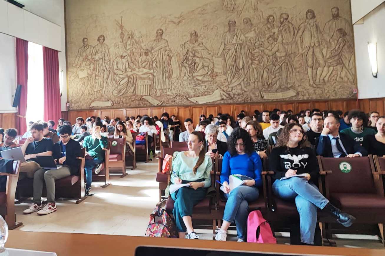 Un momento dei lavori nell'aula magna del Palazzo delle Scienze