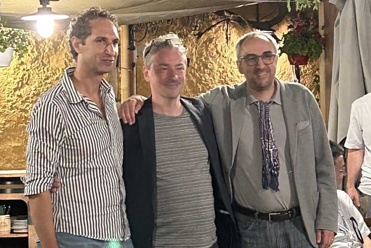 In foto da sinistra Simone Faro, Mattew Palmer e Leo Liberti