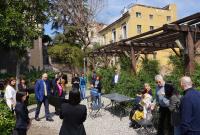 Un momento della visita lungo il giardino di Villa Cerami con vista sulle chiese dedicate a Sant'Agata